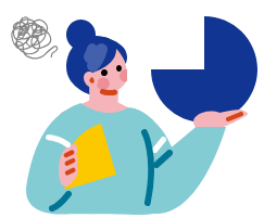 吹き出しを前に考えこむ人のイラスト