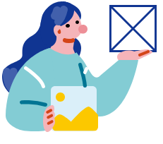 封筒を掲げる人のイラスト