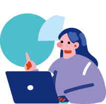 グラフを前に指をさす人のイラスト
